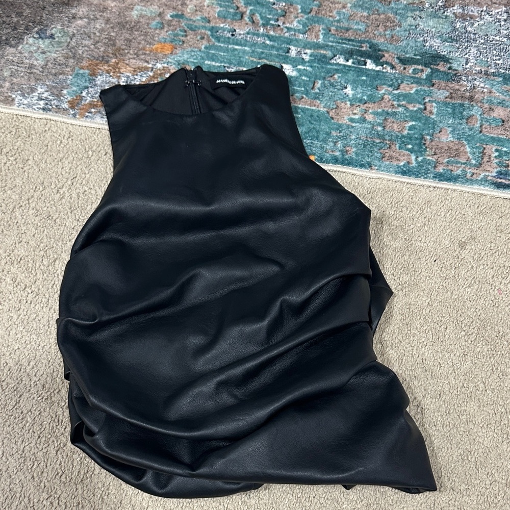 Maniere De Voir Black Faux Leather Top